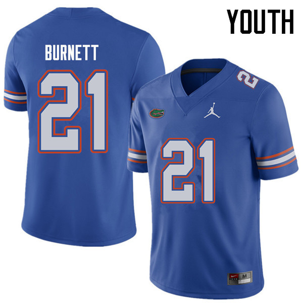 Jordan Brand Youth #21 McArthur Burnett Florida Gators College Football Jerseys Sale-Royal - Click Image to Close